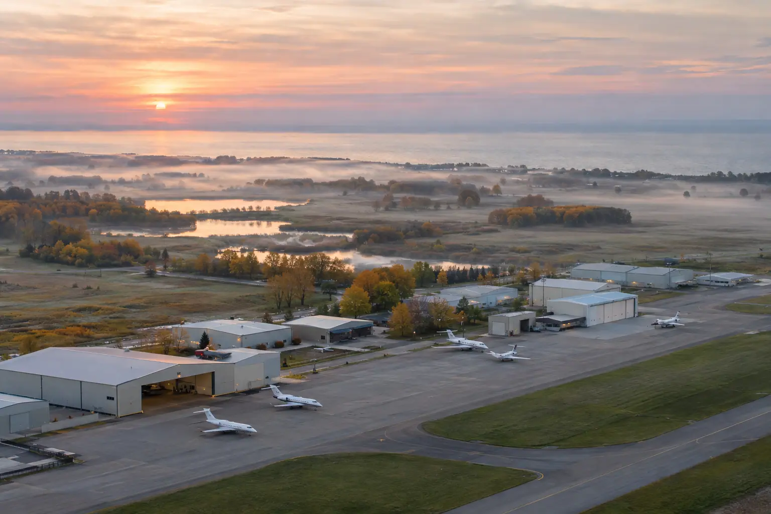 Business aviation ramp near Chicago
