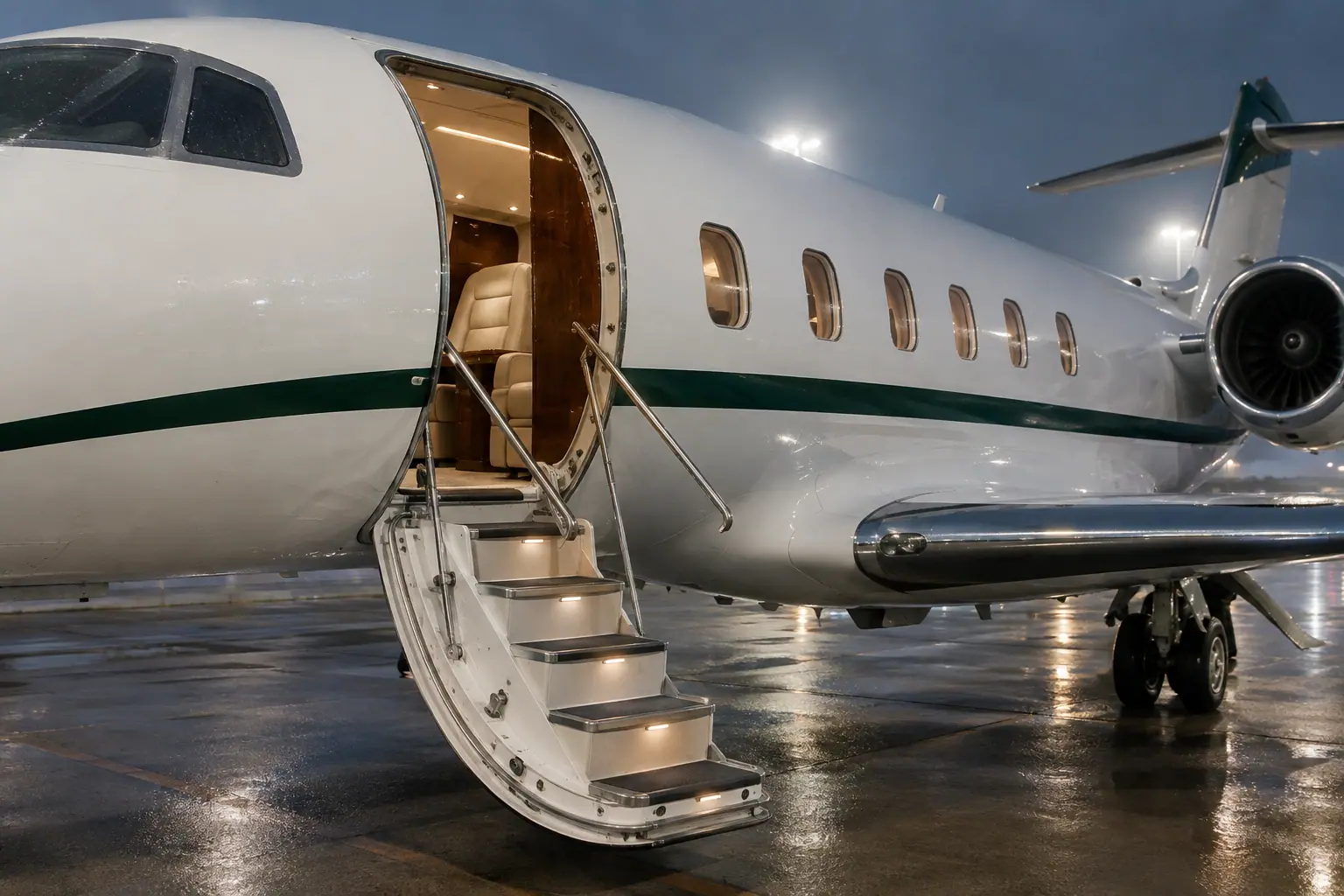 Open airstair of a private jet