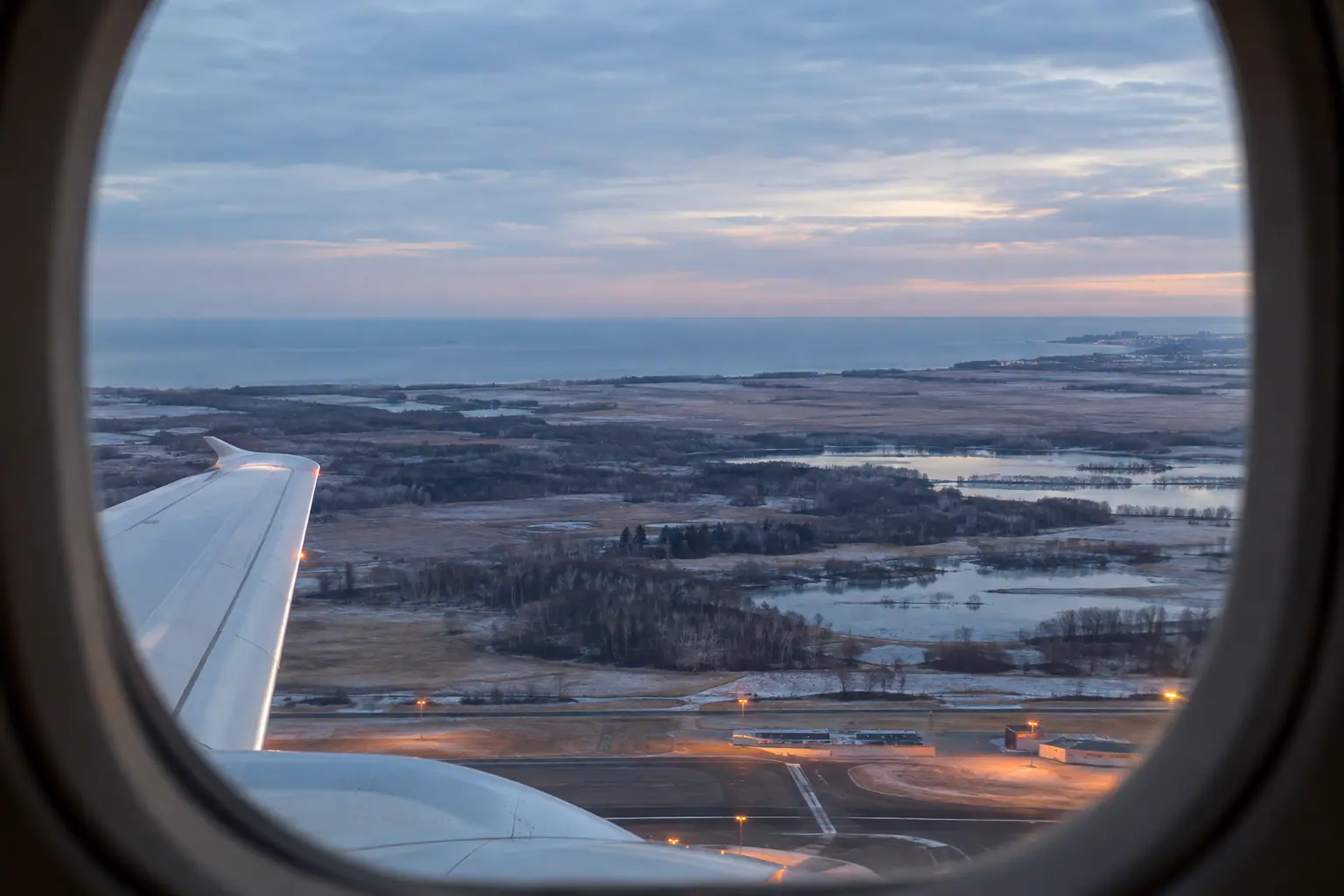 Chicago area from a private jet window