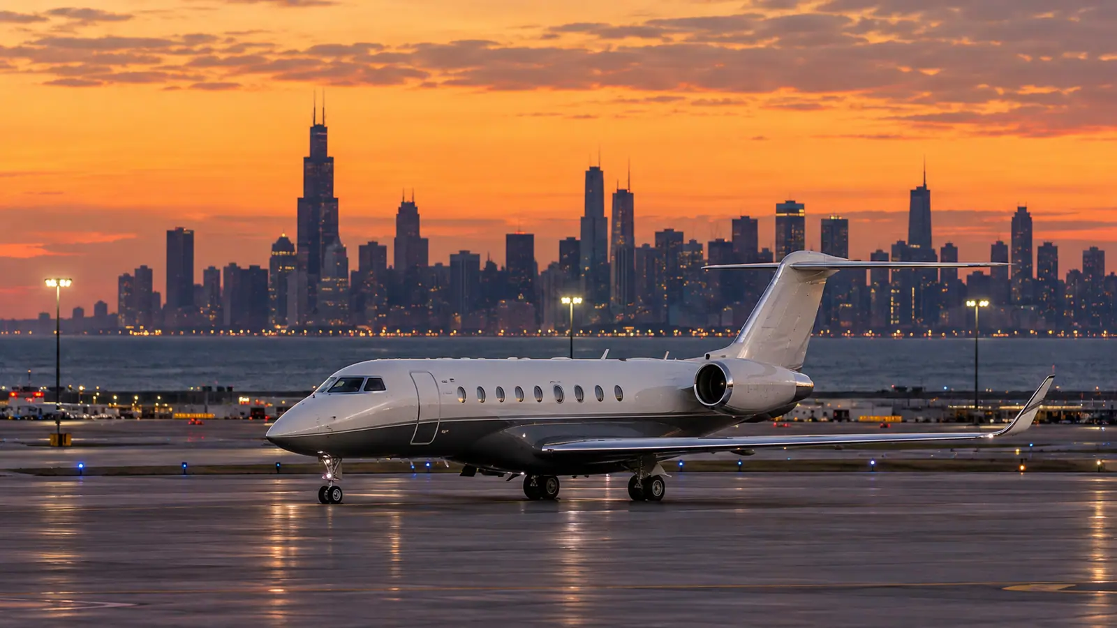 Private jet near Chicago